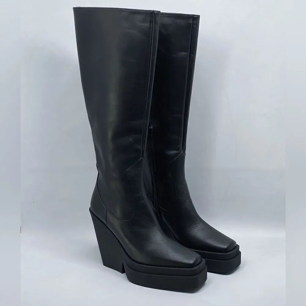 Gia Borghini  Texan Leather Platform Knee-High Boots size 37